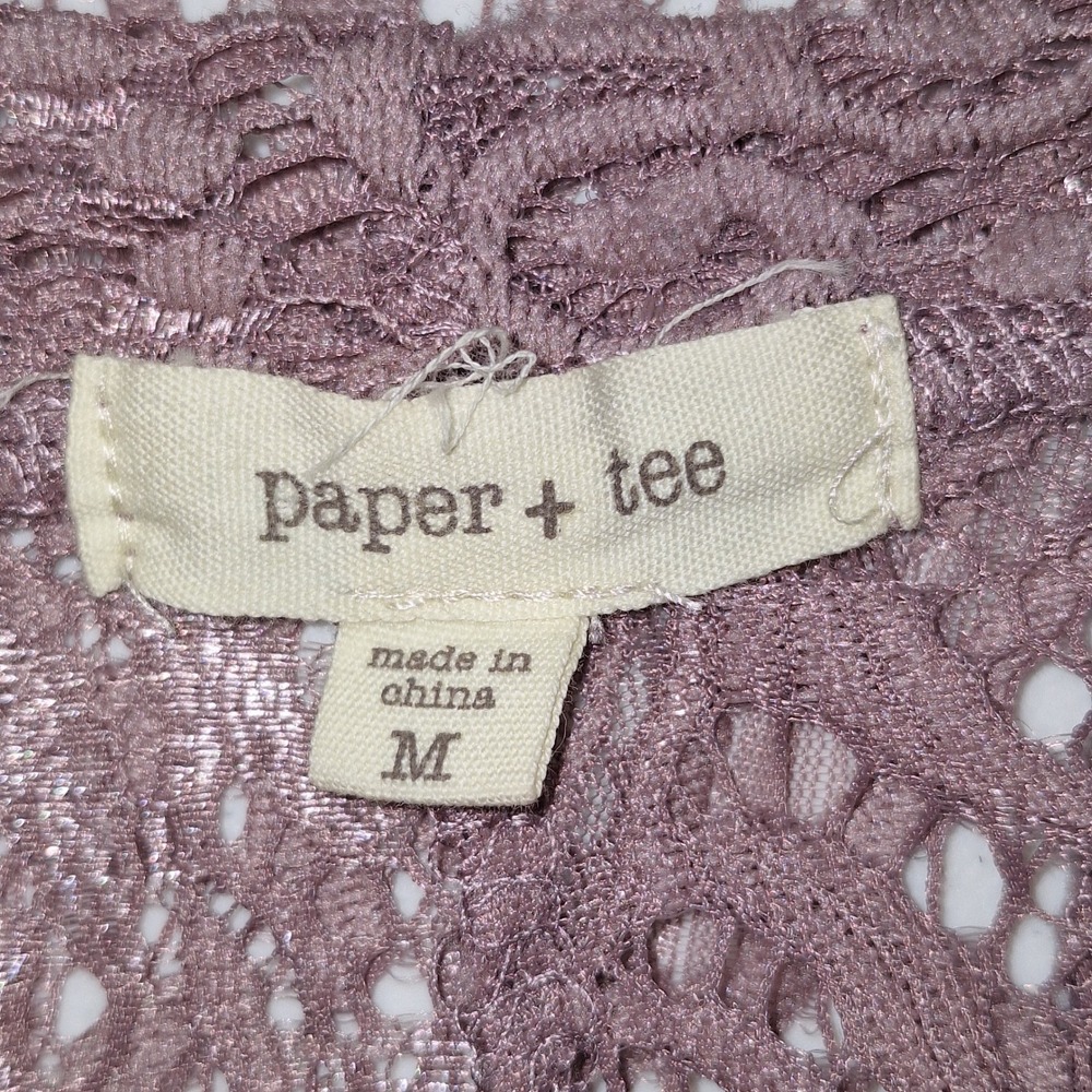 Boho Whimsigoth Floral Goth Chic Mauve Lace Open Front Cardigan Paper + Tee M - Picture 3 of 10